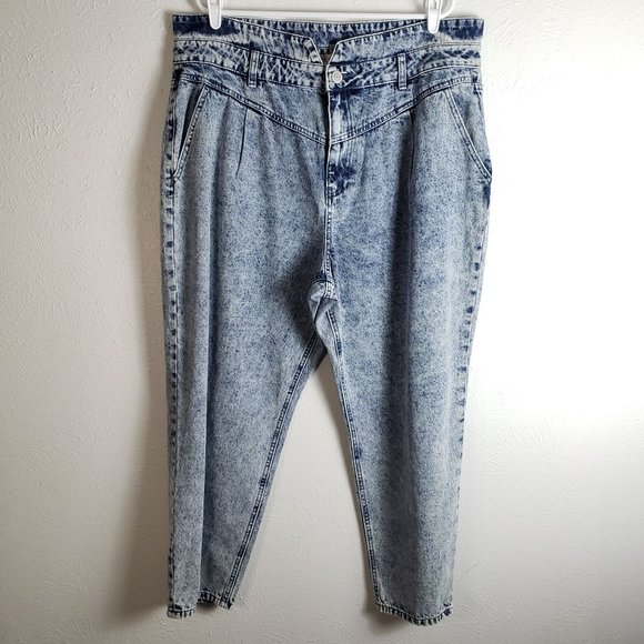 Eloquii Plus Size Super High Rise Blue Jeans Medium Blue Acid Wash - Picture 3 of 12